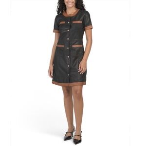 BOD & CHRISTENSEN Leather Button Mini Dress